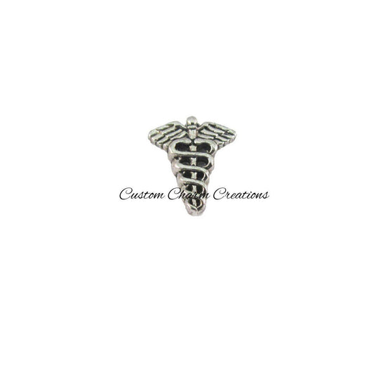 Caduceus Medical Symbol Floating Locket Charm - Custom Charm Creations