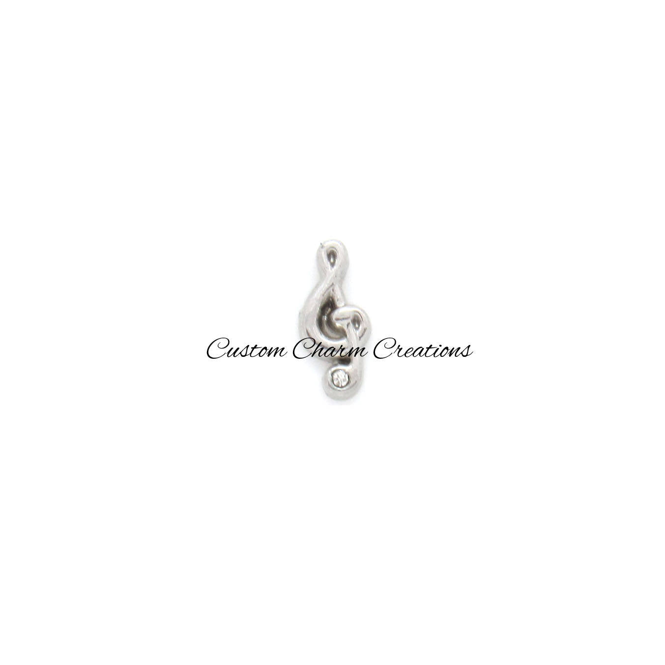 Silver Treble Clef Floating Locket Charm - Custom Charm Creations