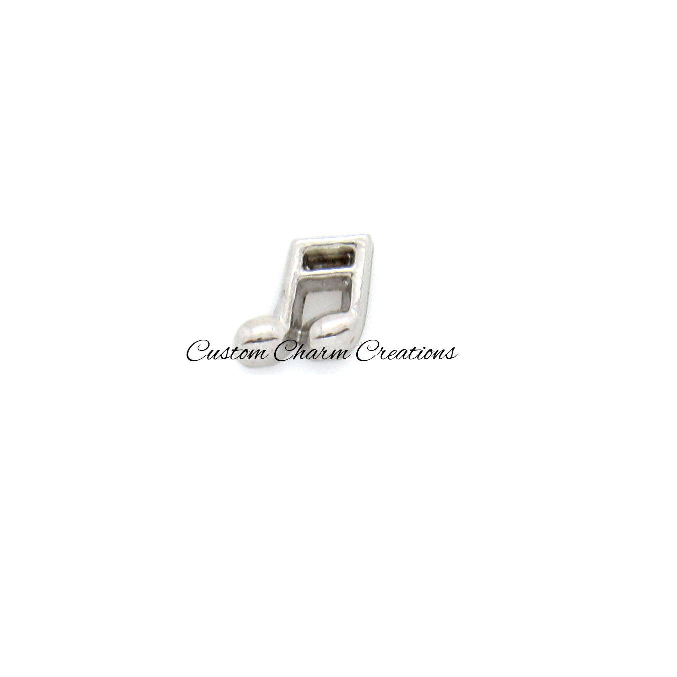 Silver Music Note Floating Locket Charm - Custom Charm Creations