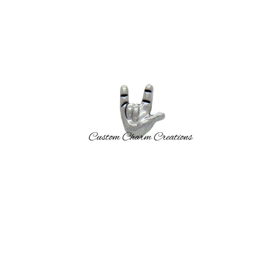 ASL I Love You Floating Locket Charm - Custom Charm Creations