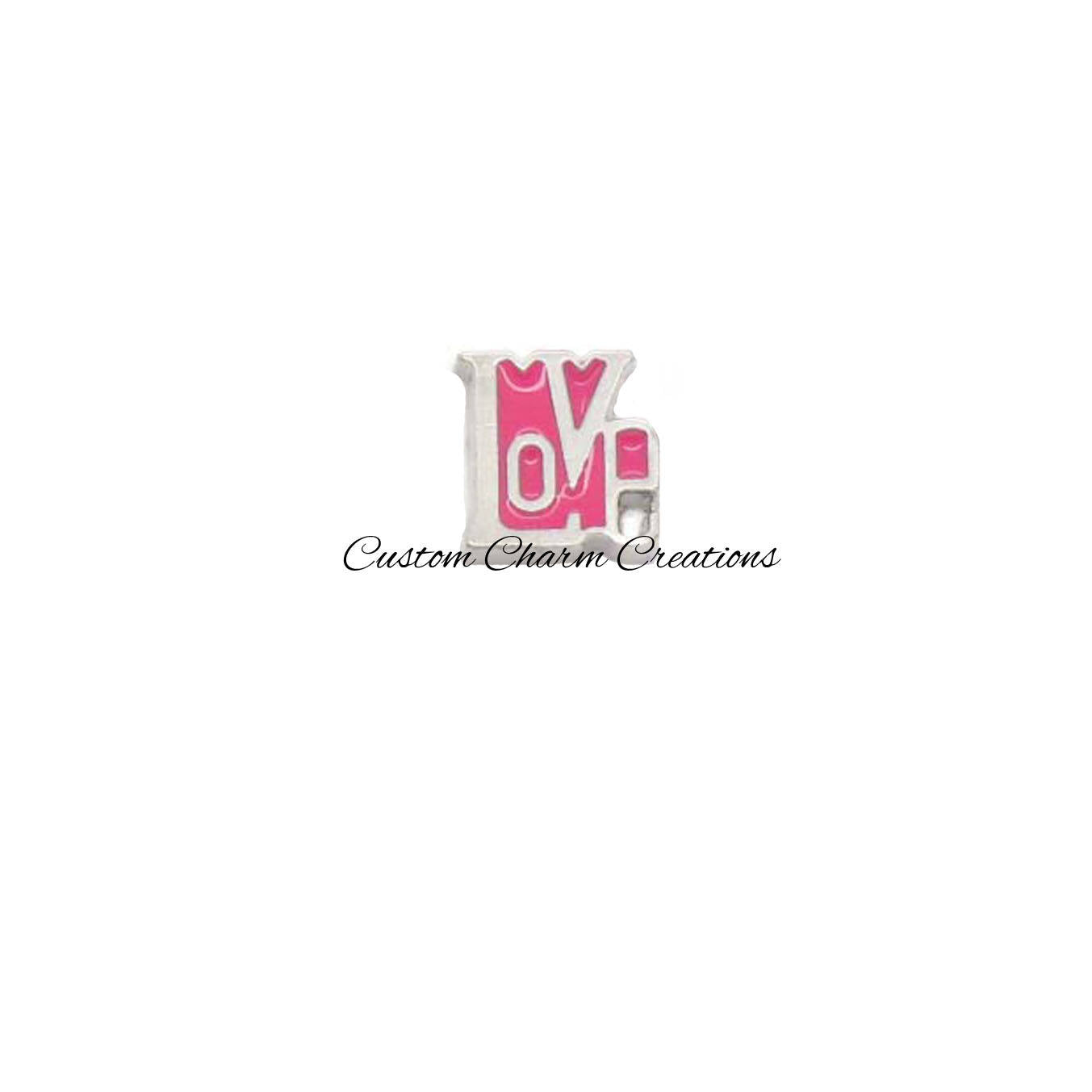 Pink Love Floating Locket Charm - Custom Charm Creations