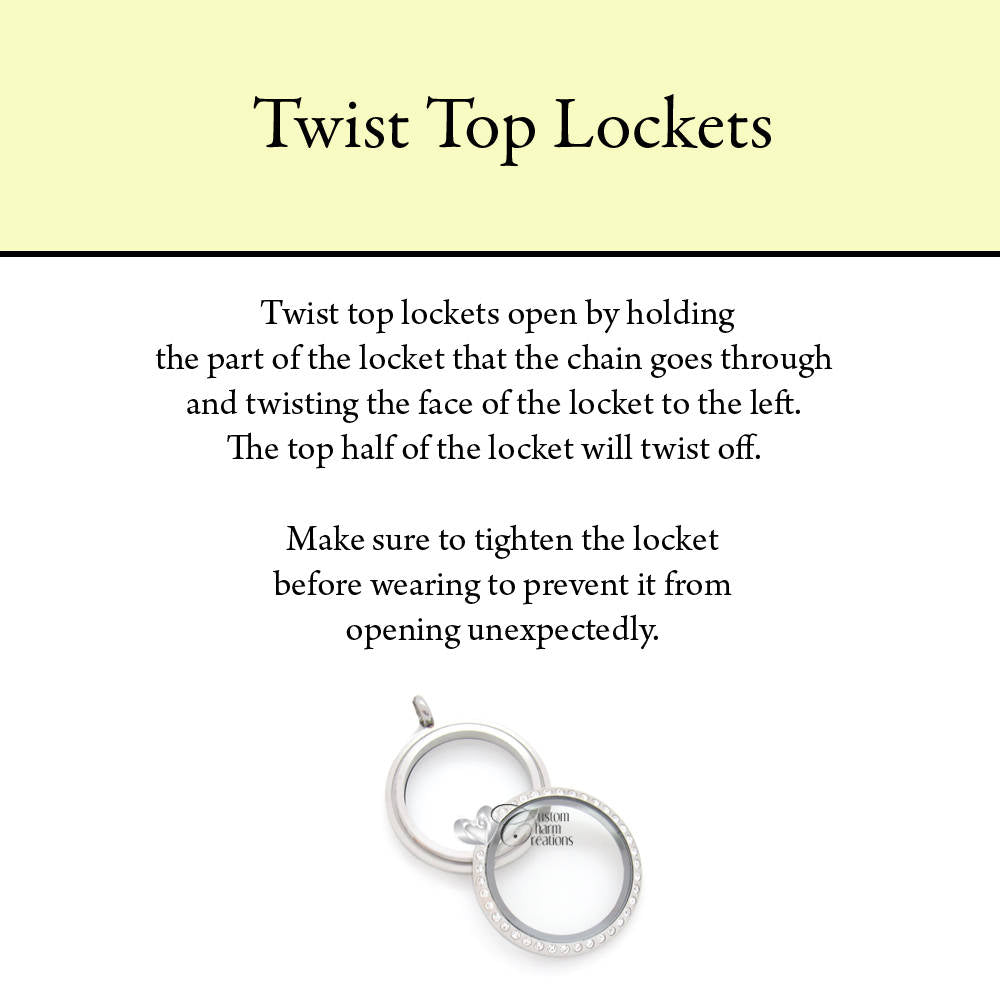 Floating Locket Bracelet • Stainless Steel • Gold Tone • Twist Top • Large 30 mm • Crystals ~ SS129 - Custom Charm Creations