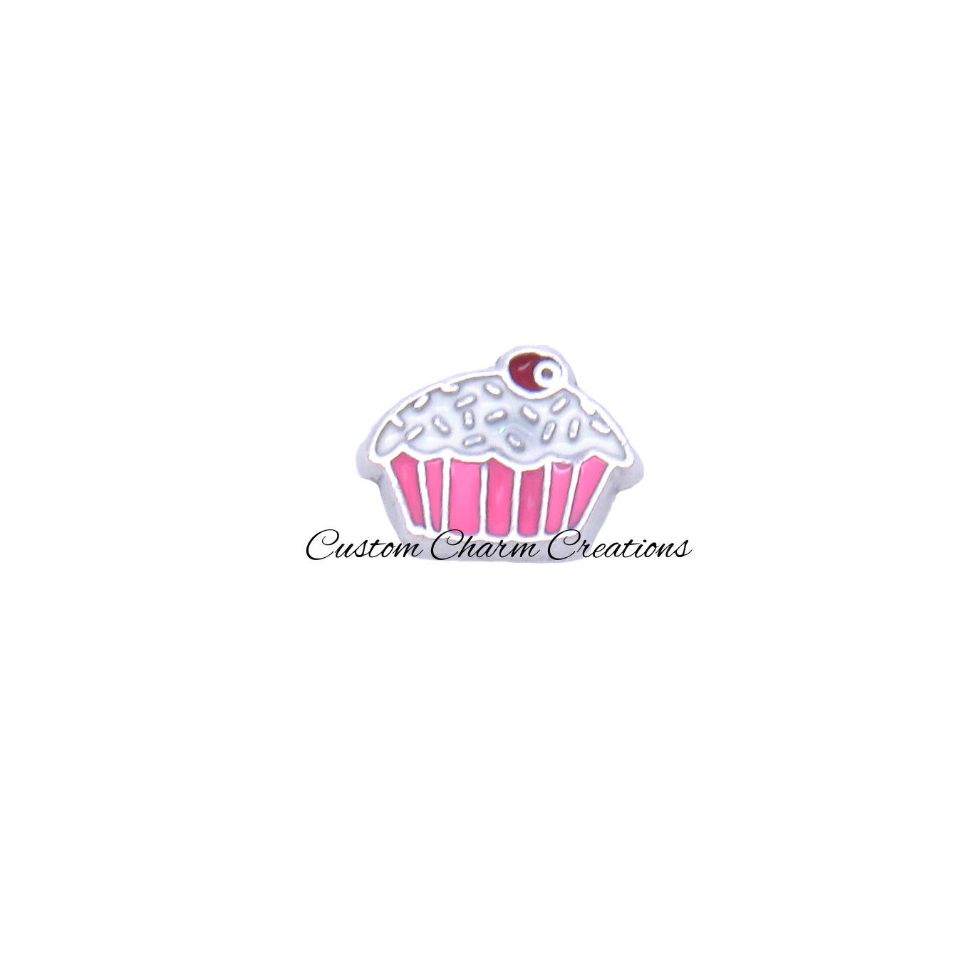 Pink Cupcake Floating Locket Charm - Custom Charm Creations