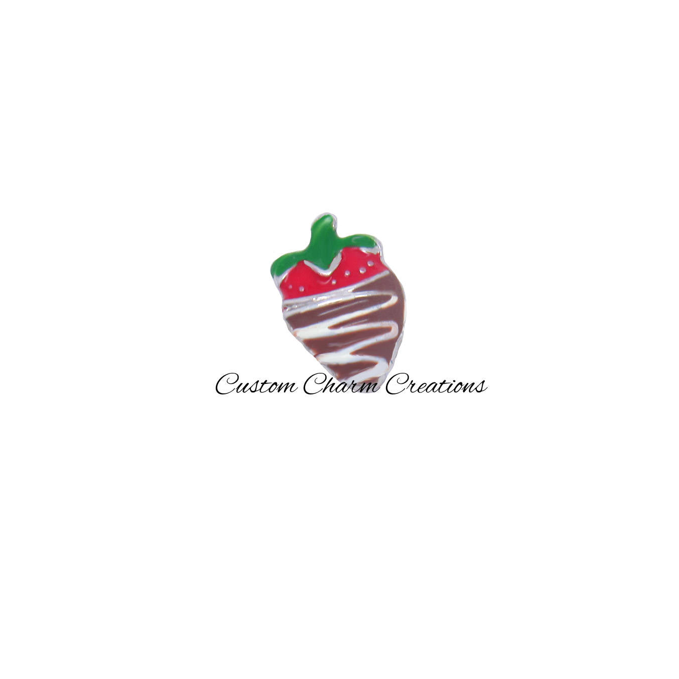 Double Sided Strawberry with Chocolate Floating Locket Charm - Custom Charm Creations