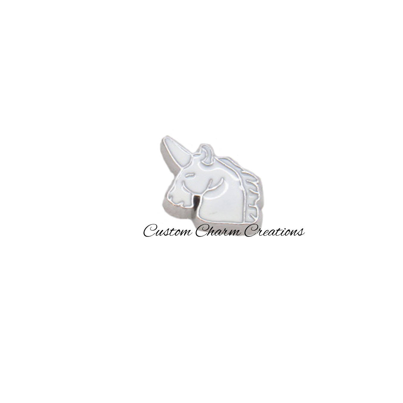 White Unicorn Floating Locket Charm - Custom Charm Creations