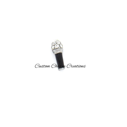 Black Microphone Floating Locket Charm - Custom Charm Creations