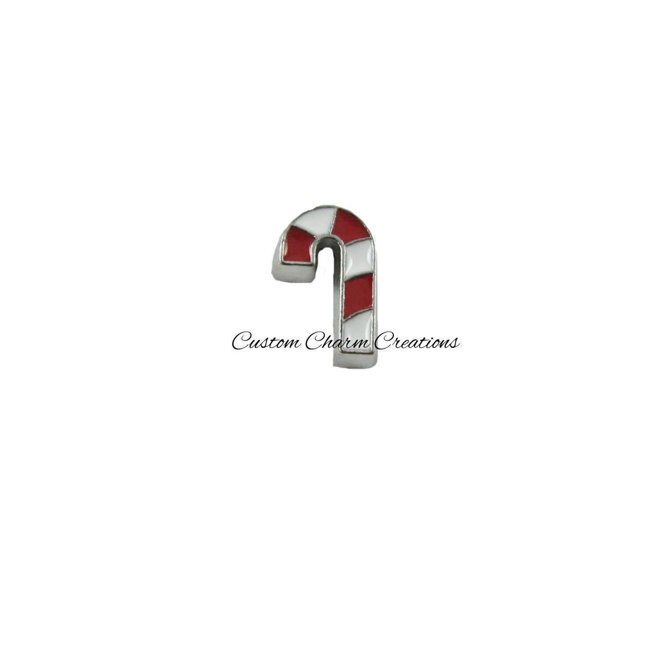 Christmas Candy Cane Floating Locket Charm - Custom Charm Creations