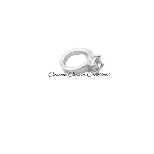 Silver Wedding Ring Floating Locket Charm - Custom Charm Creations