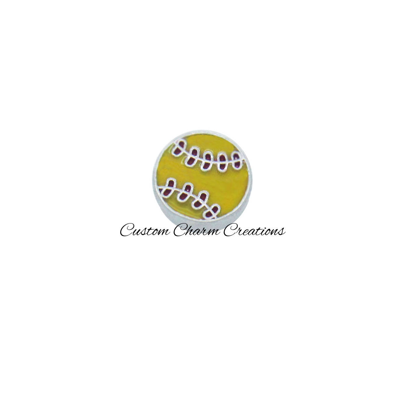 Softball Floating Locket Charm - Custom Charm Creations