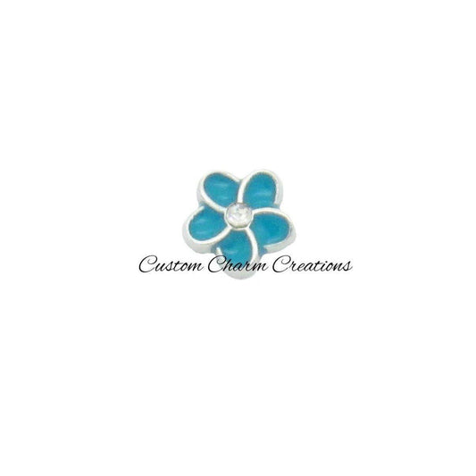 Blue Flower Floating Locket Charm - Custom Charm Creations