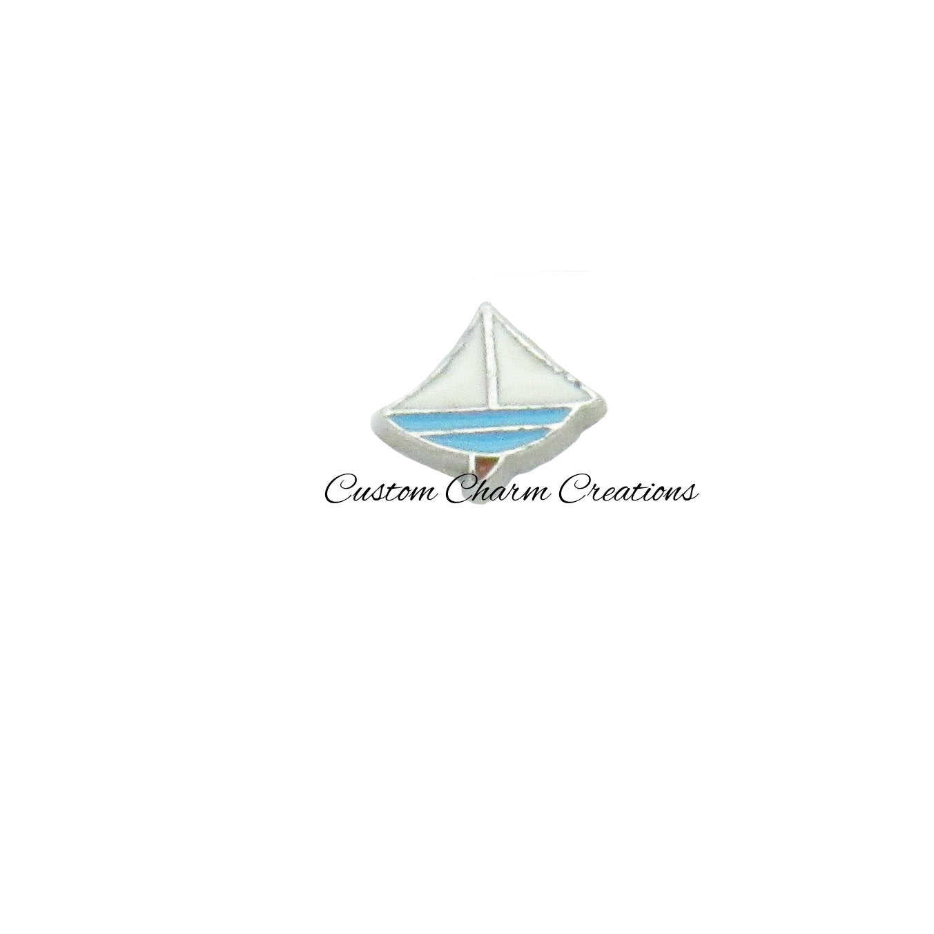 Floating Locket Charm • Sailboat • Sailing • Ocean Memory Charm - TRA24 - Custom Charm Creations