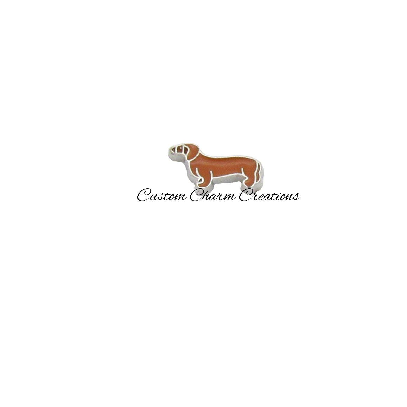 Brown Dachshund Dog Floating Locket Charm - Custom Charm Creations