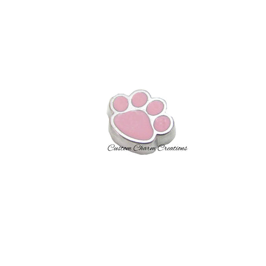 Light Pink Paw Print Floating Locket Charm - Custom Charm Creations