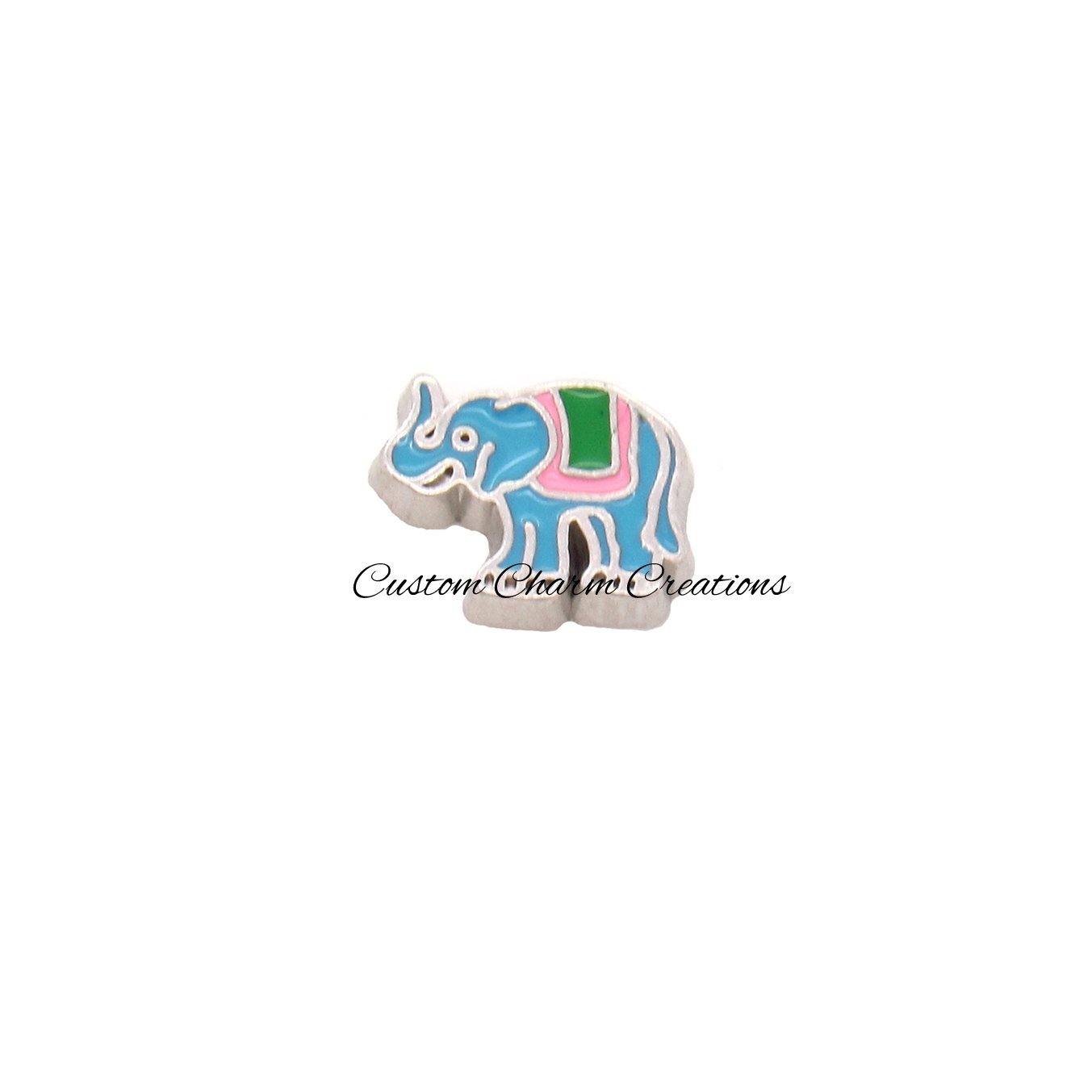 Blue Elephant Floating Locket Charm - Custom Charm Creations