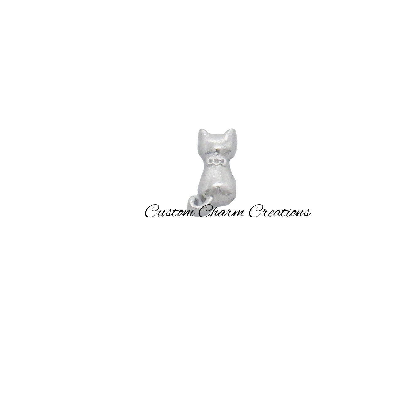 Silver Cat Floating Locket Charm - Custom Charm Creations