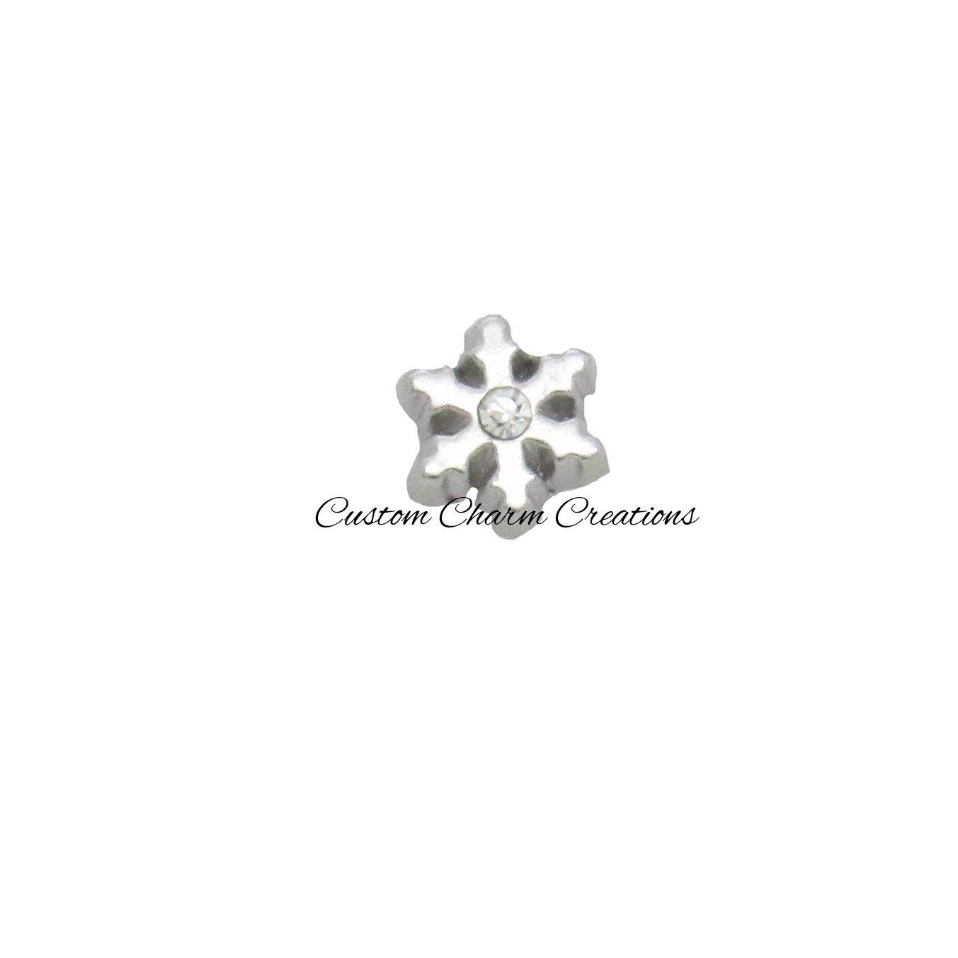 Christmas Silver Snowflake Floating Locket Charm - Custom Charm Creations