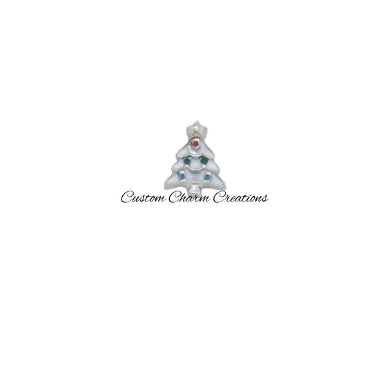White Christmas Tree Floating Locket Charm - Custom Charm Creations