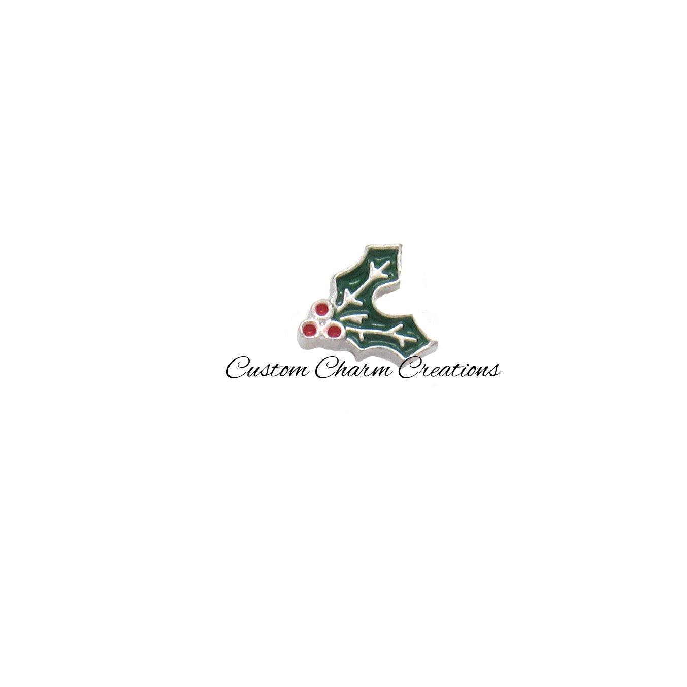 Christmas Holly Mistletoe Floating Locket Charm - Custom Charm Creations