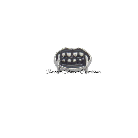 Dracula Teeth Halloween Floating Locket Charm - Custom Charm Creations