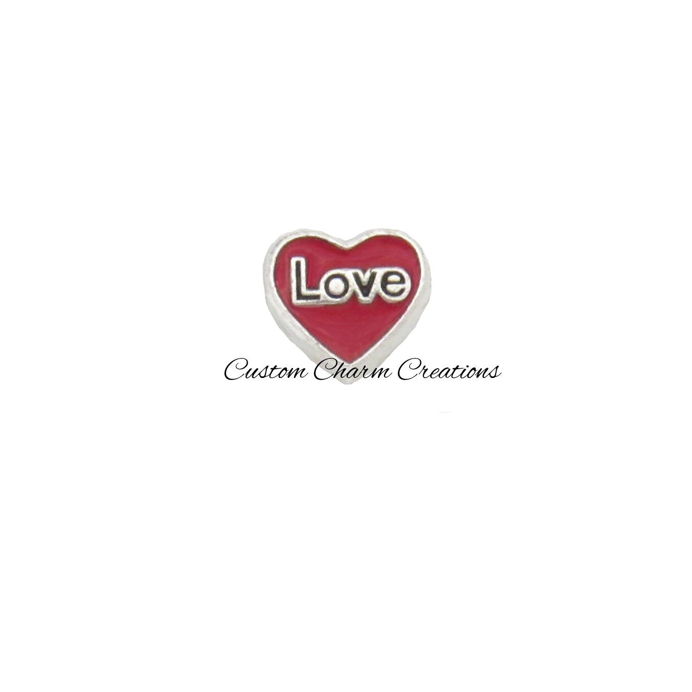 Floating Locket Charm • Love Red Heart • Wedding Memory Charm - LOV54 - Custom Charm Creations