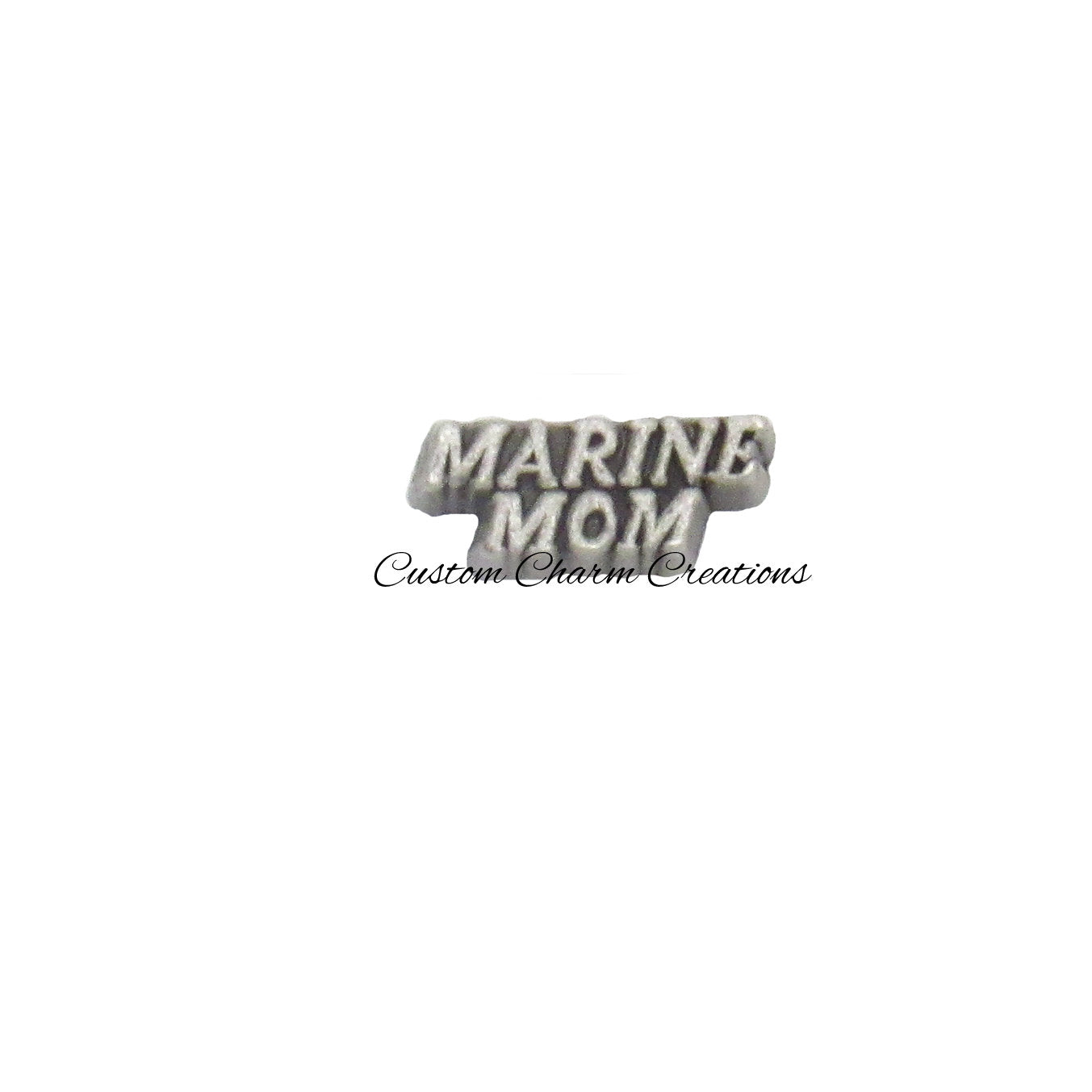 Floating Locket Charm • Marine Mom • United States Military • Patriotic Memory Charm - MIL31 - Custom Charm Creations