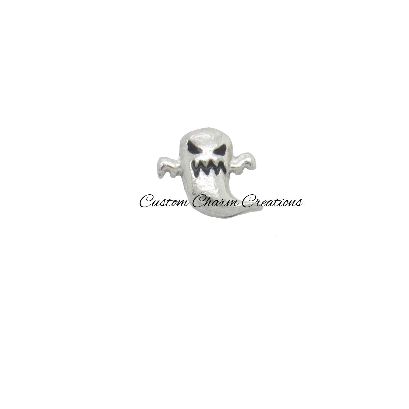 Silver Ghost Halloween Floating Locket Charm - Custom Charm Creations