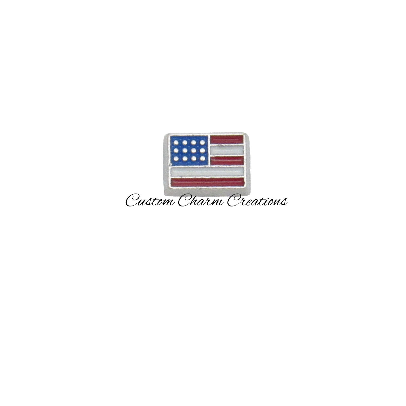 Floating Locket Charm • United States Flag • Patriotic Memory Charm - MIL33 - Custom Charm Creations
