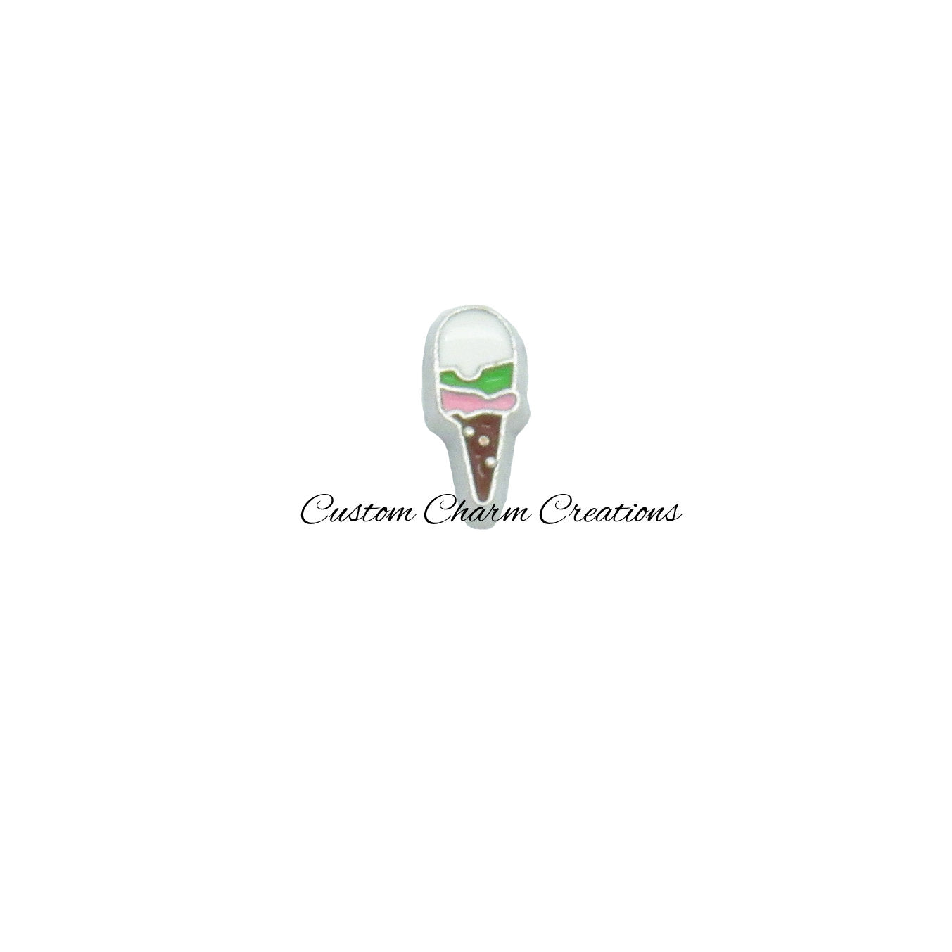 Ice Cream Cone Floating Locket Charm - Custom Charm Creations