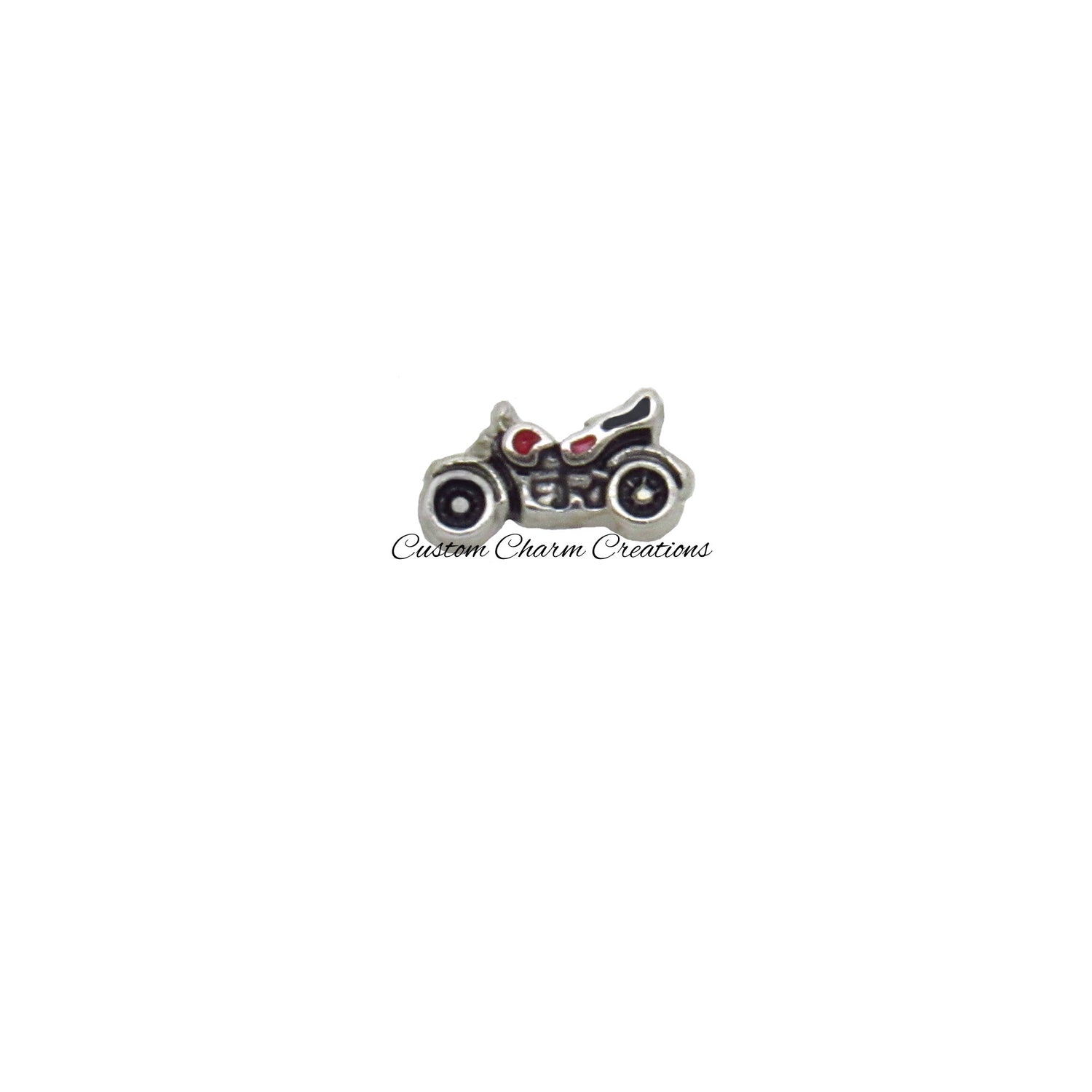 Motorcycle Floating Locket Charm - Custom Charm Creations