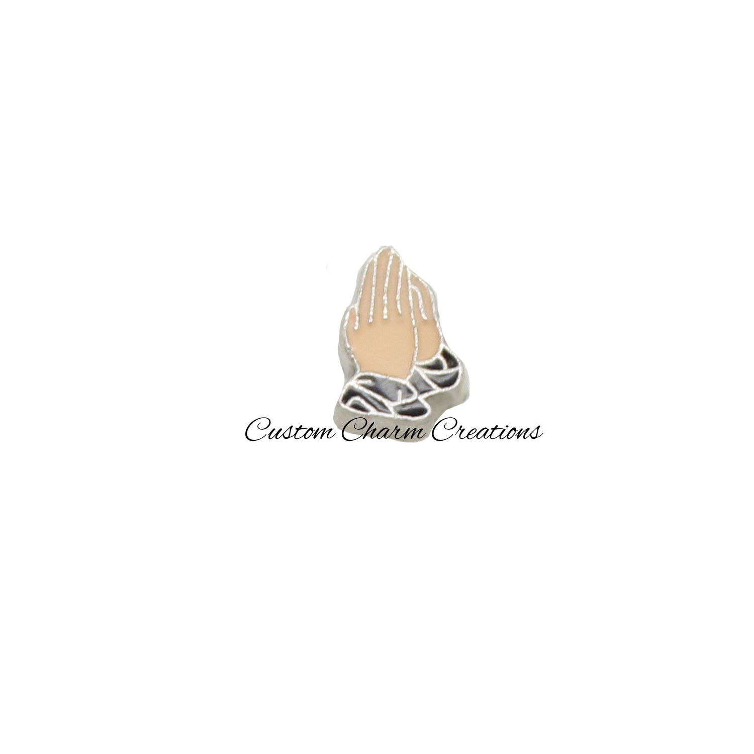 Floating Locket Charm • Praying Hands • Religious • Memory Charm - REL38 - Custom Charm Creations