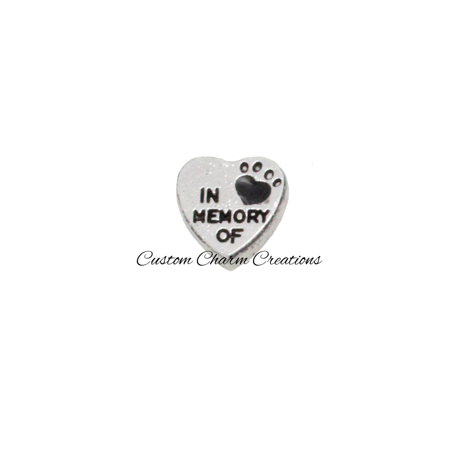 In Memory of a Pet Heart Floating Locket Charm - Custom Charm Creations