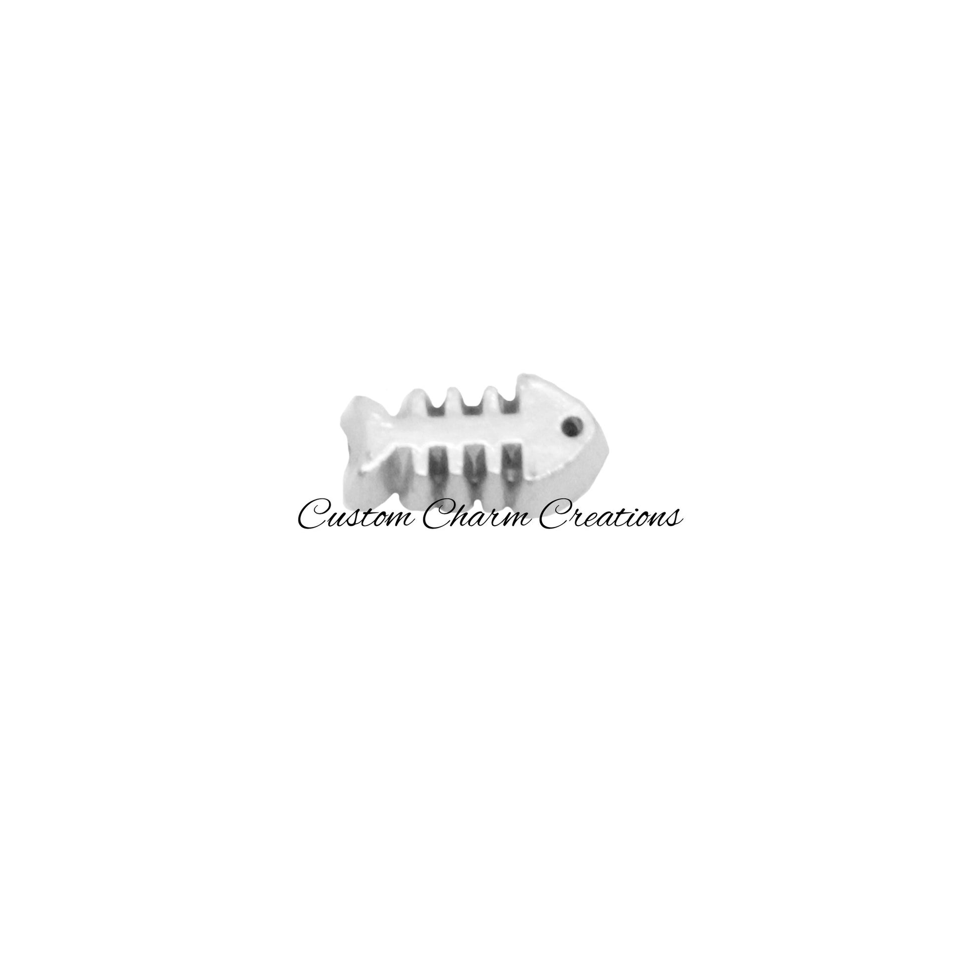 Fish Bone Floating Locket Charm - Custom Charm Creations
