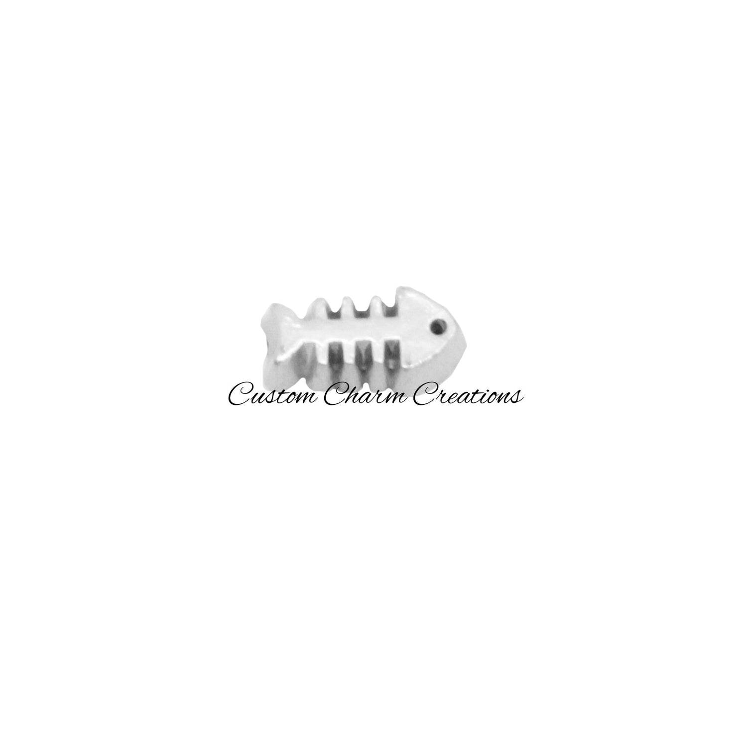 Fish Bone Floating Locket Charm - Custom Charm Creations