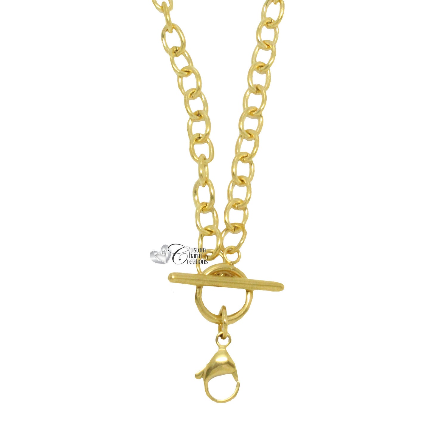 Toggle Chain for Floating Lockets • Stainless Steel • Gold Tone • 5mm Links • 16&quot; Long ~ C84