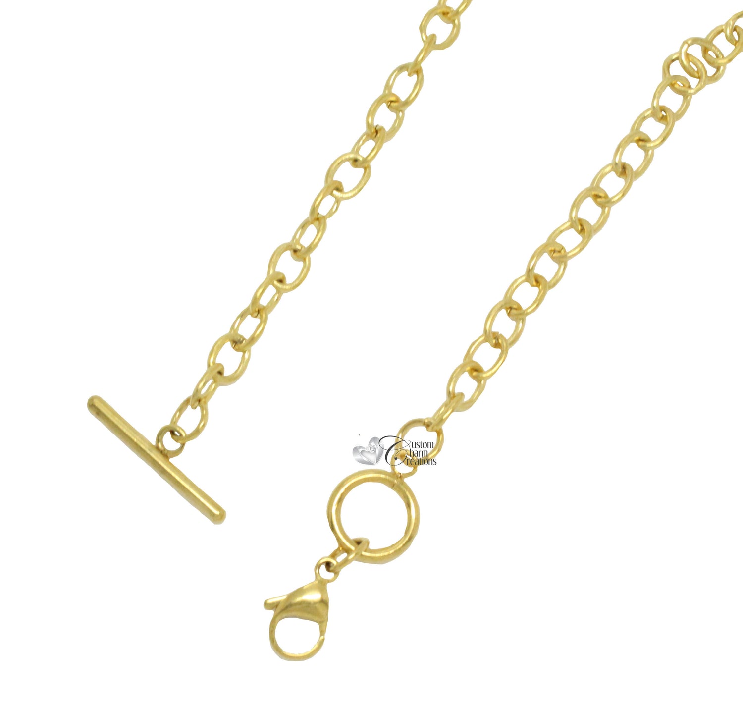 Toggle Chain for Floating Lockets • Stainless Steel • Gold Tone • 5mm Links • 16&quot; Long ~ C84