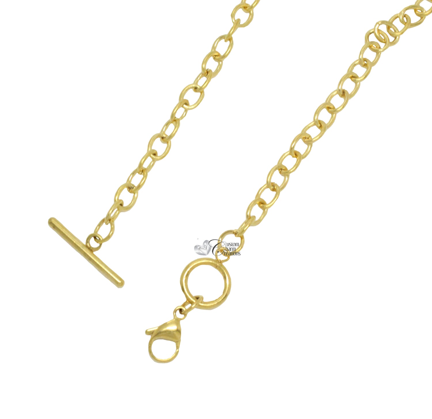 Toggle Chain for Floating Lockets • Stainless Steel • Gold Tone • 5mm Links • 16&quot; Long ~ C84