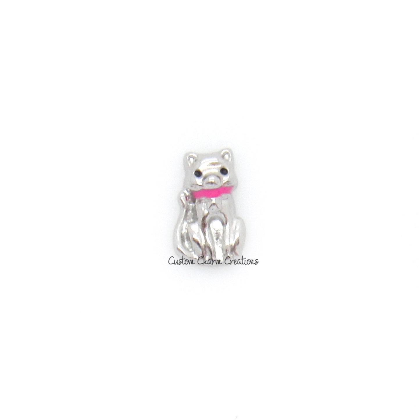 Silver Cat Floating Locket Charm - Custom Charm Creations