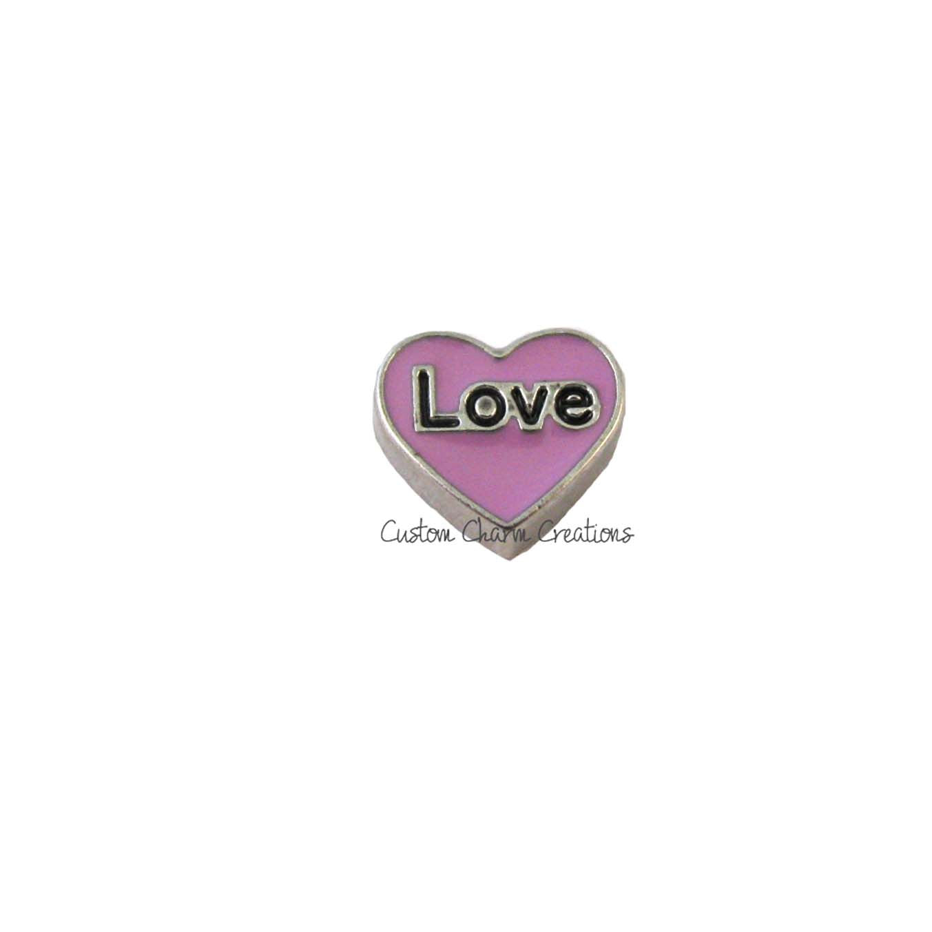 Purple Love Heart Floating Locket Charm - Custom Charm Creations