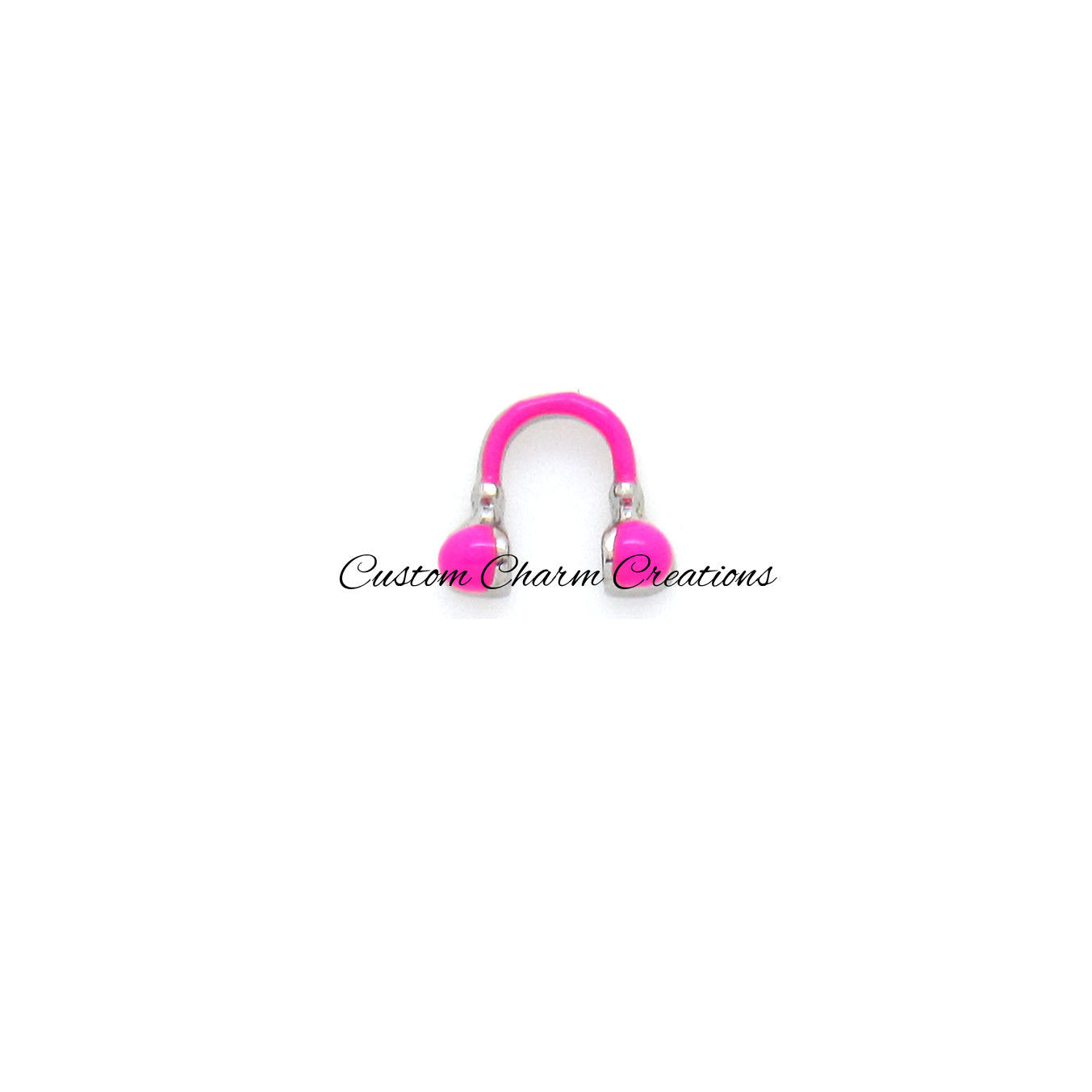 Pink Headphones Floating Locket Charm - Custom Charm Creations