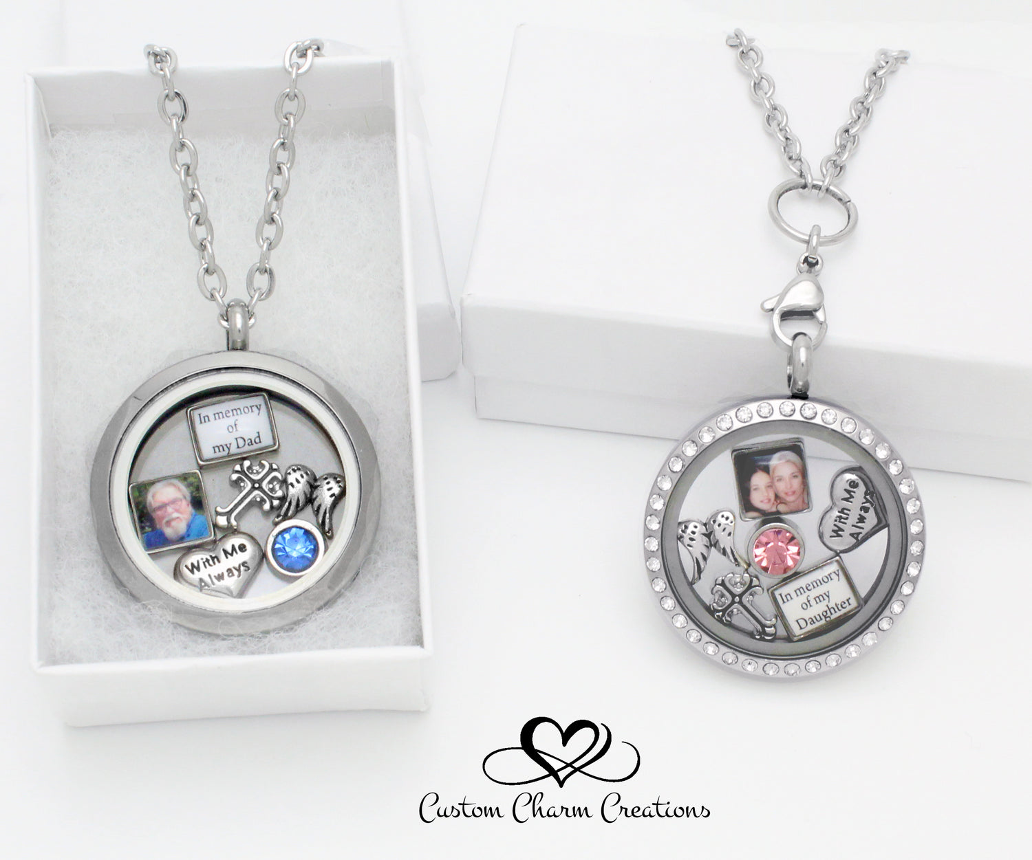 Memorial Locket with personalized picture charm 